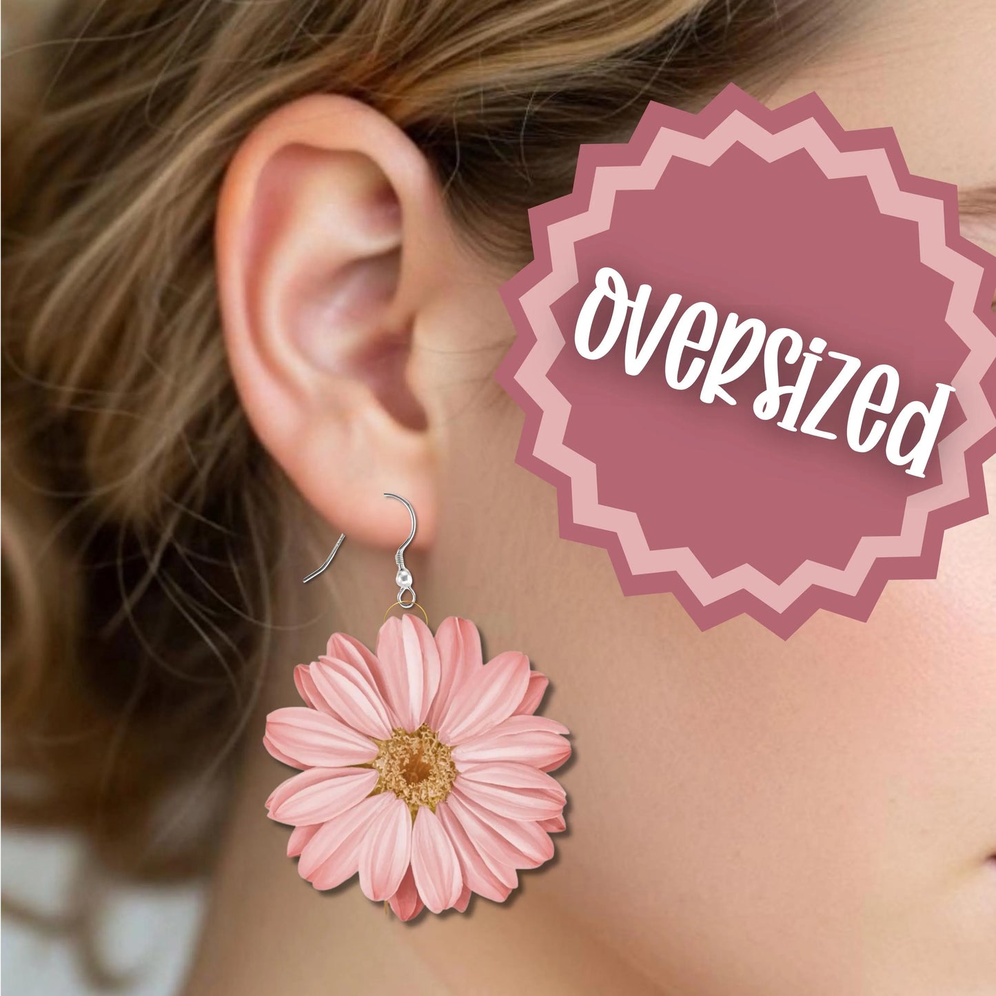 Pink Daisy Flower Drop Earrings • Pearl Floral Earrings • Cottagecore Jewelry • Hypoallergenic • Pearl Drop, Stud, Dangle & Clip-On Options