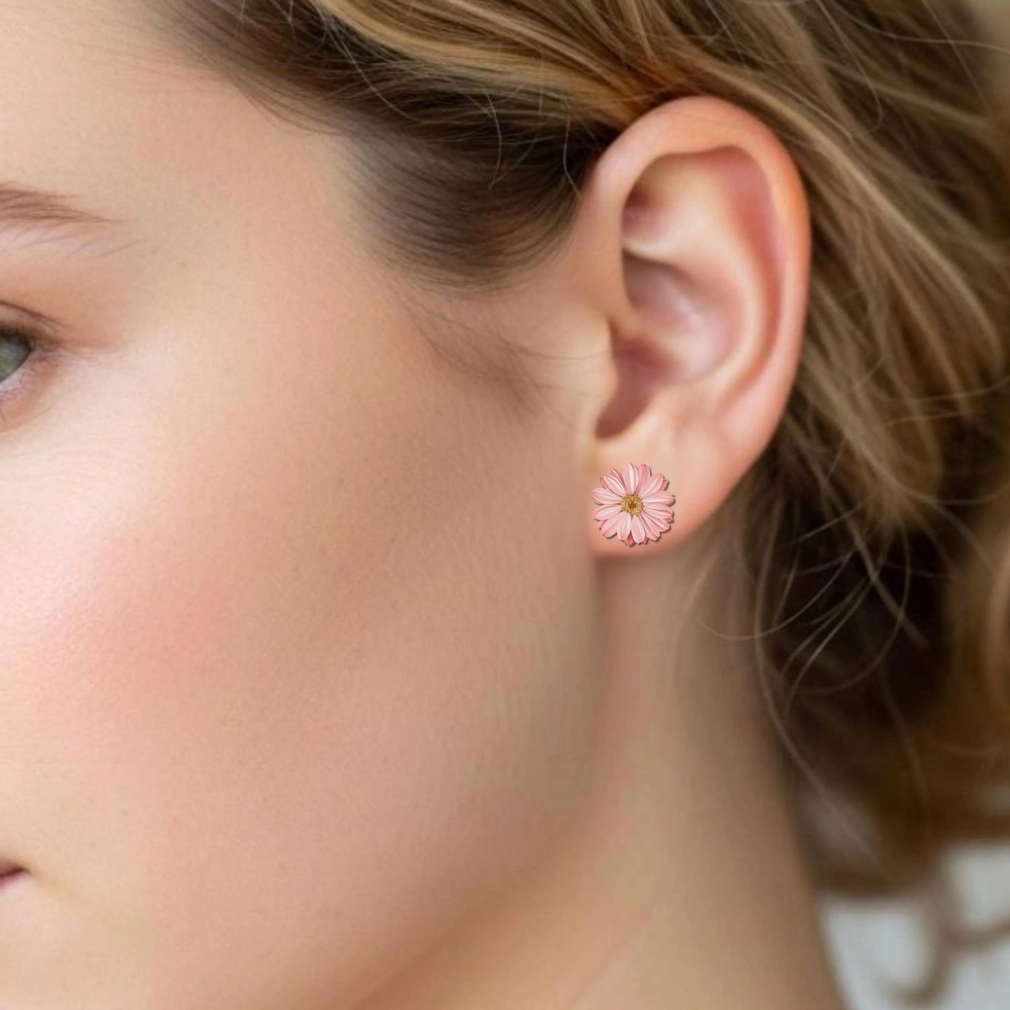 Pink Daisy Flower Drop Earrings • Pearl Floral Earrings • Cottagecore Jewelry • Hypoallergenic • Pearl Drop, Stud, Dangle & Clip-On Options